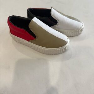 Stylish Kids Slip-On Shoes - Red, White, and Tan Burberry dress shoes